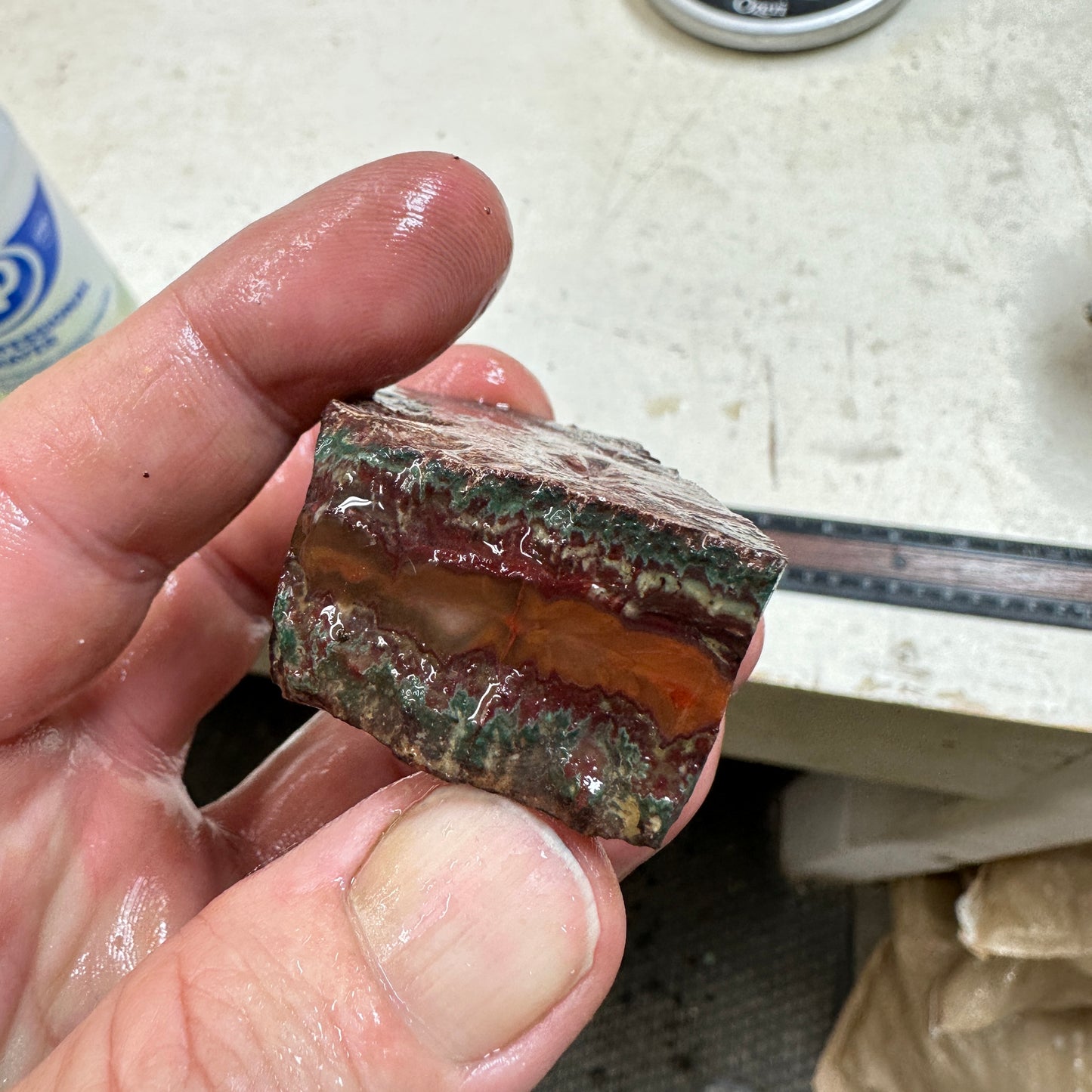 IDAHO WILDFIRE PLUME AGATE Faced Rough - 3.49oz
