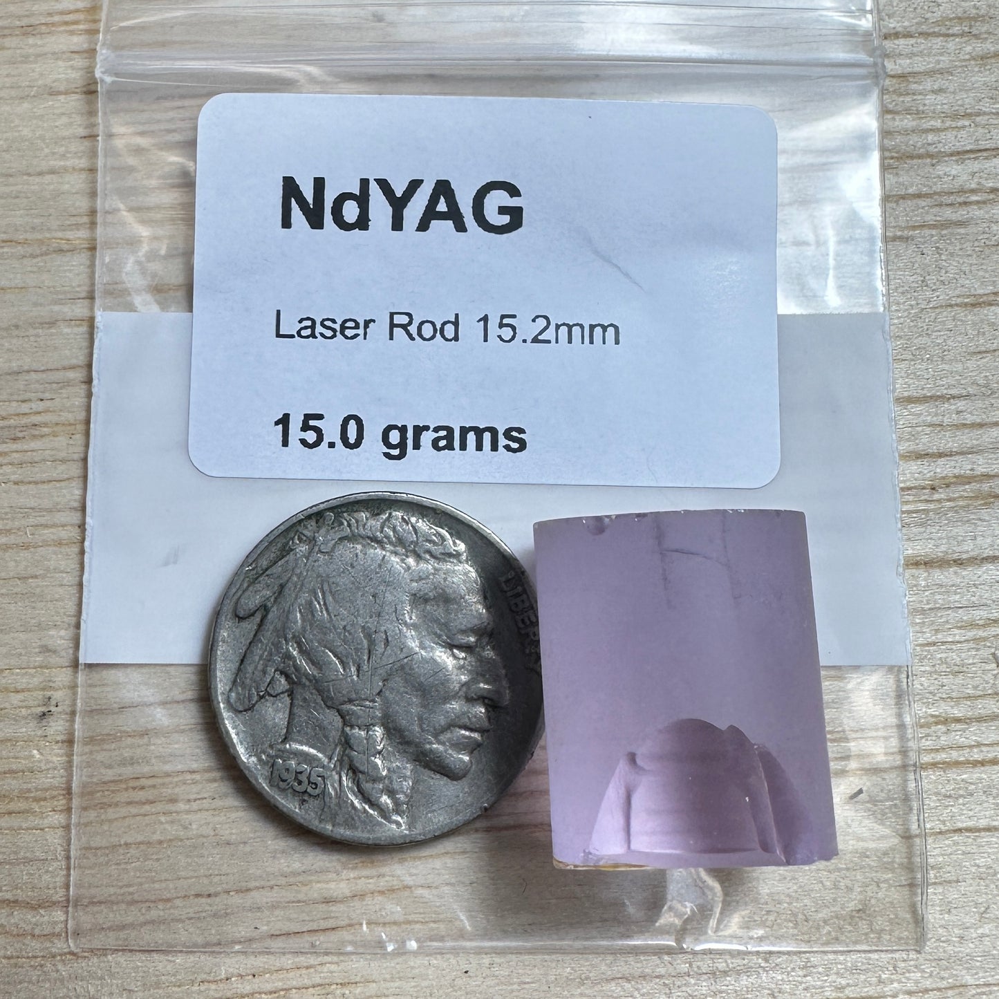 15.0 gram NdYAG 15.2mm Laser Rod Facet Rough