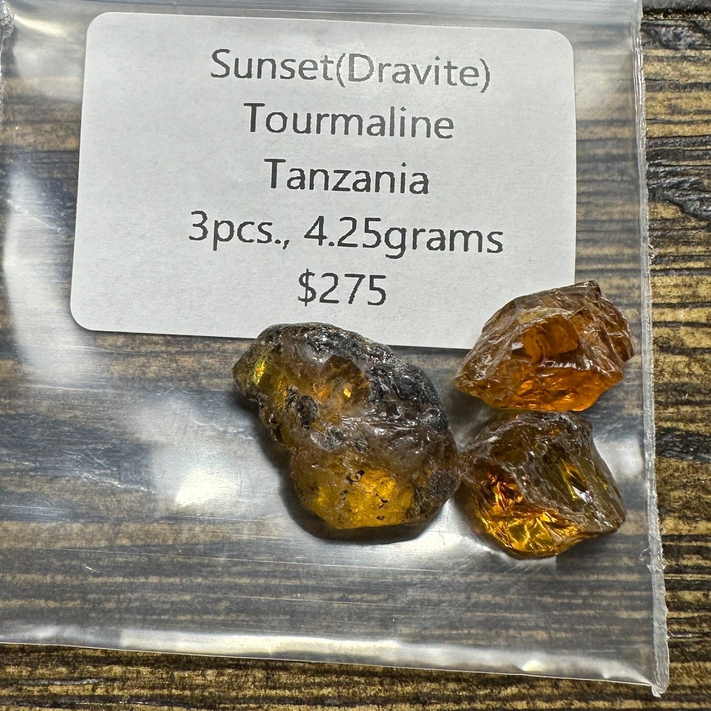 SUNSET TOURMALINE 3pcs., 4.25g Facet Rough Parcel