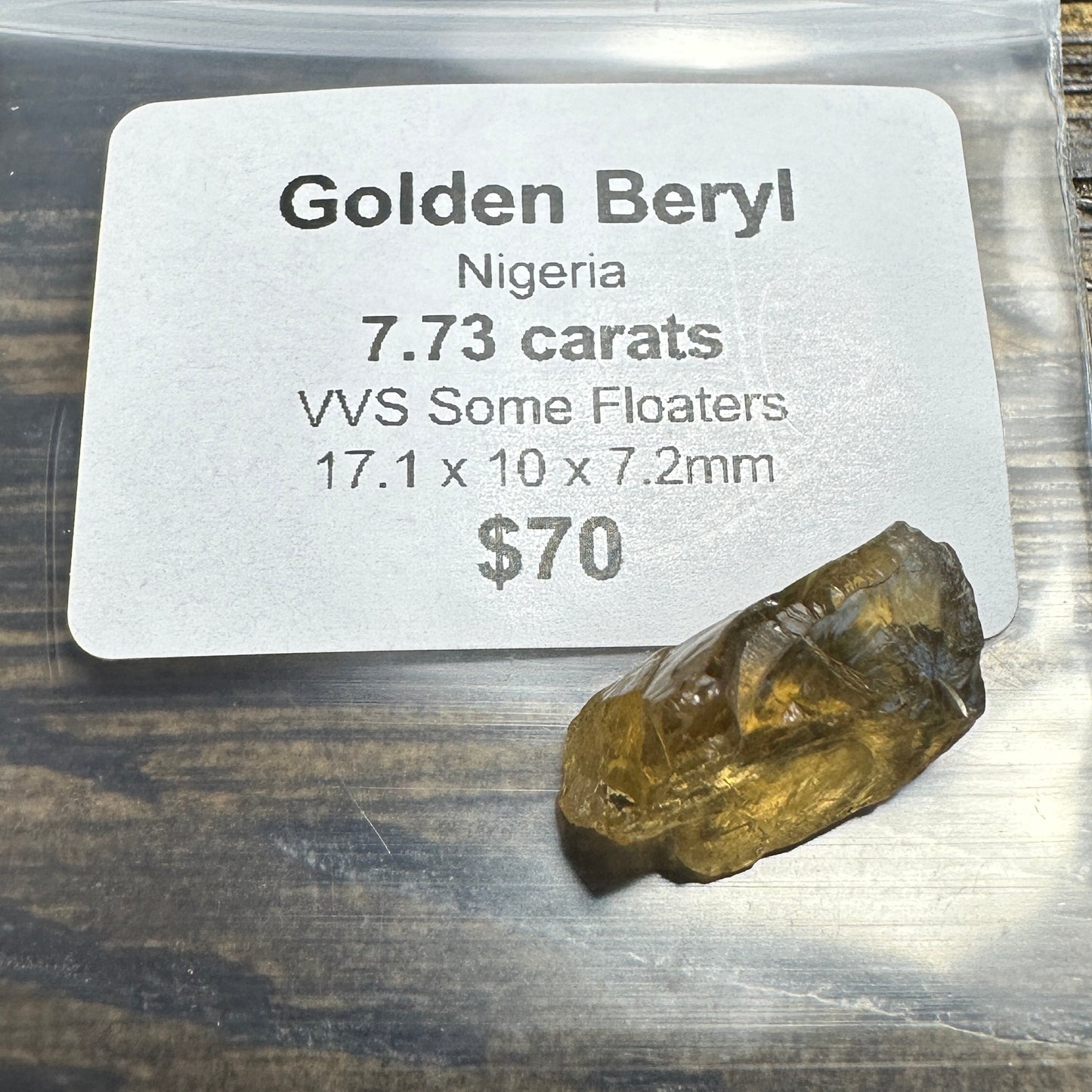 7.73ct GOLDEN BERYL Facet Rough