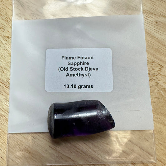 Djeva Amethyst FLAME FUSION LAB SAPPHIRE Facet Rough 13.10g