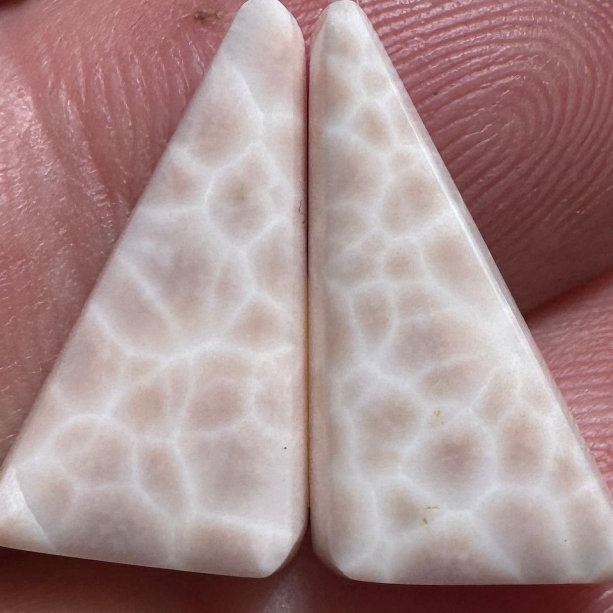 PINK NATROLITE cabochon pair