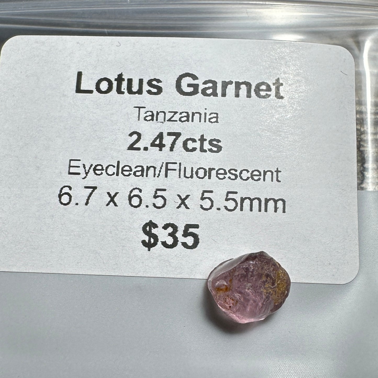 2.47ct Fluorescent LOTUS GARNET Facet Rough
