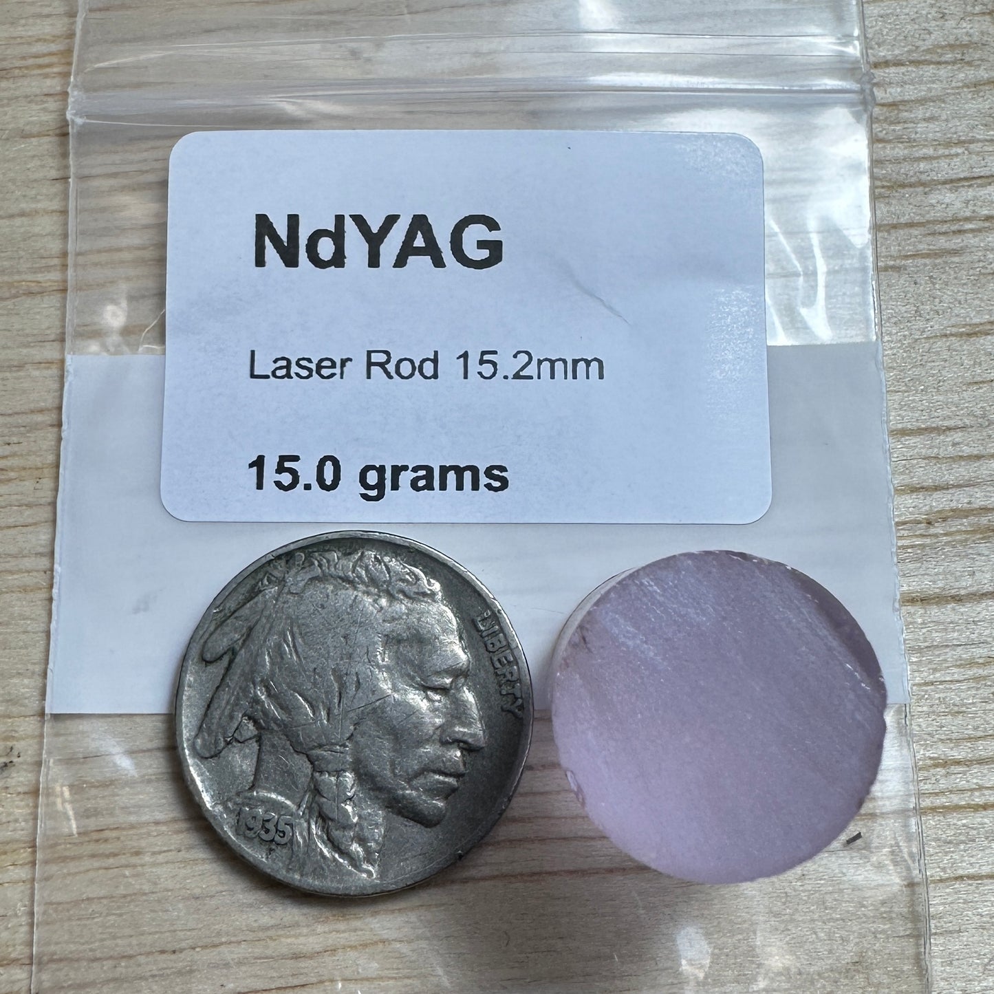 15.0 gram NdYAG 15.2mm Laser Rod Facet Rough