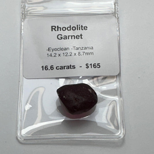 16.6ct RHODOLITE GARNET Facet Rough