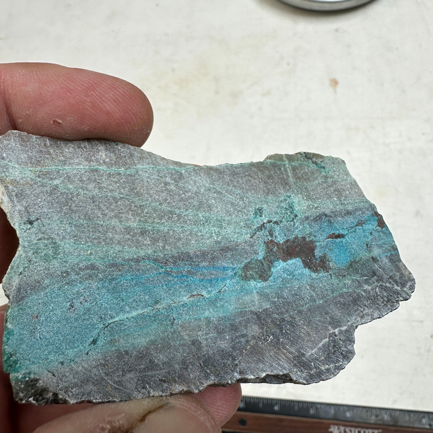 CHRYSOCOLLA IN QUARTZ Faced Rough - 221 grams