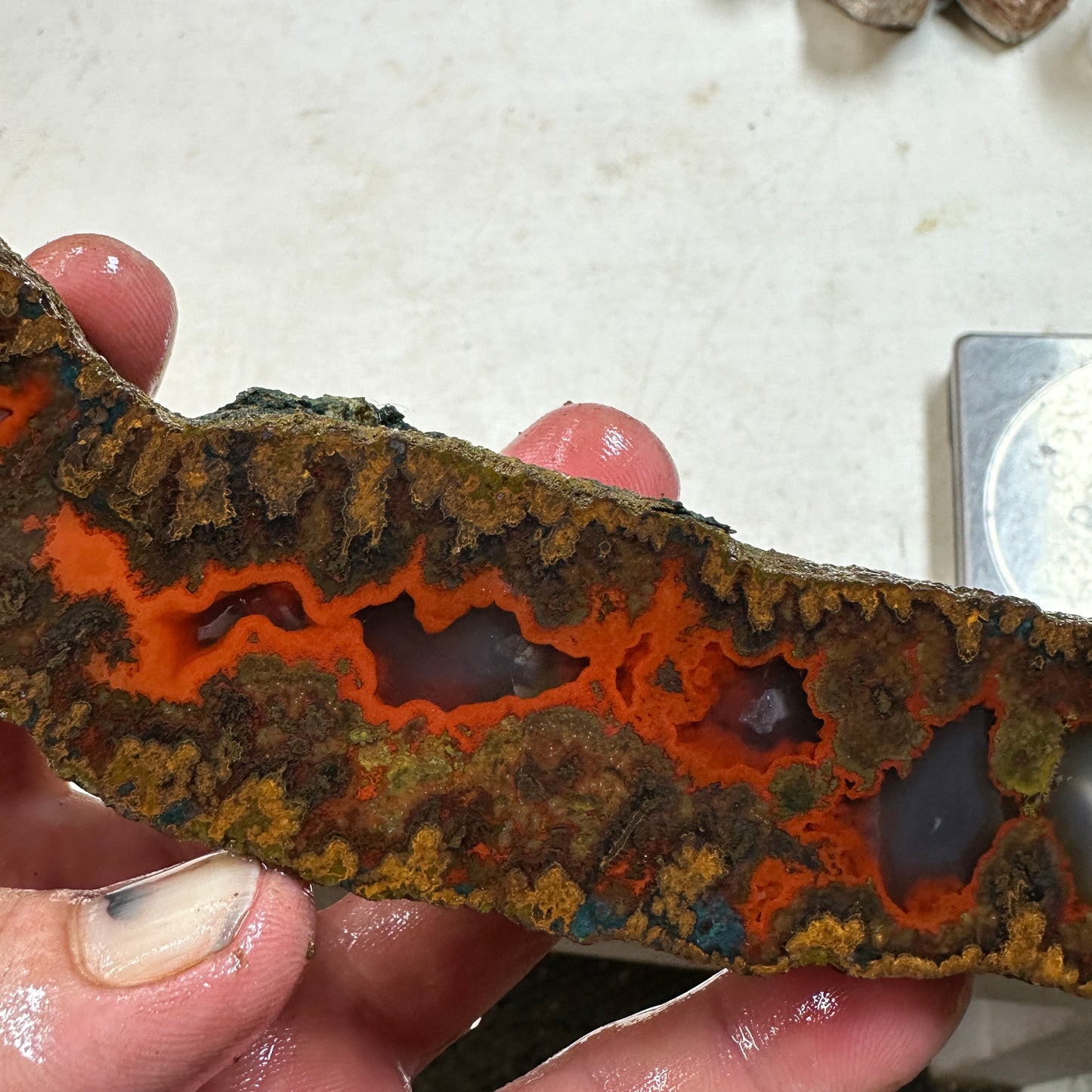 MOROCCAN SEAM AGATE Faced Rough - 1.02 Pounds