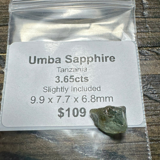 3.65ct UMBA SAPPHIRE Facet Rough