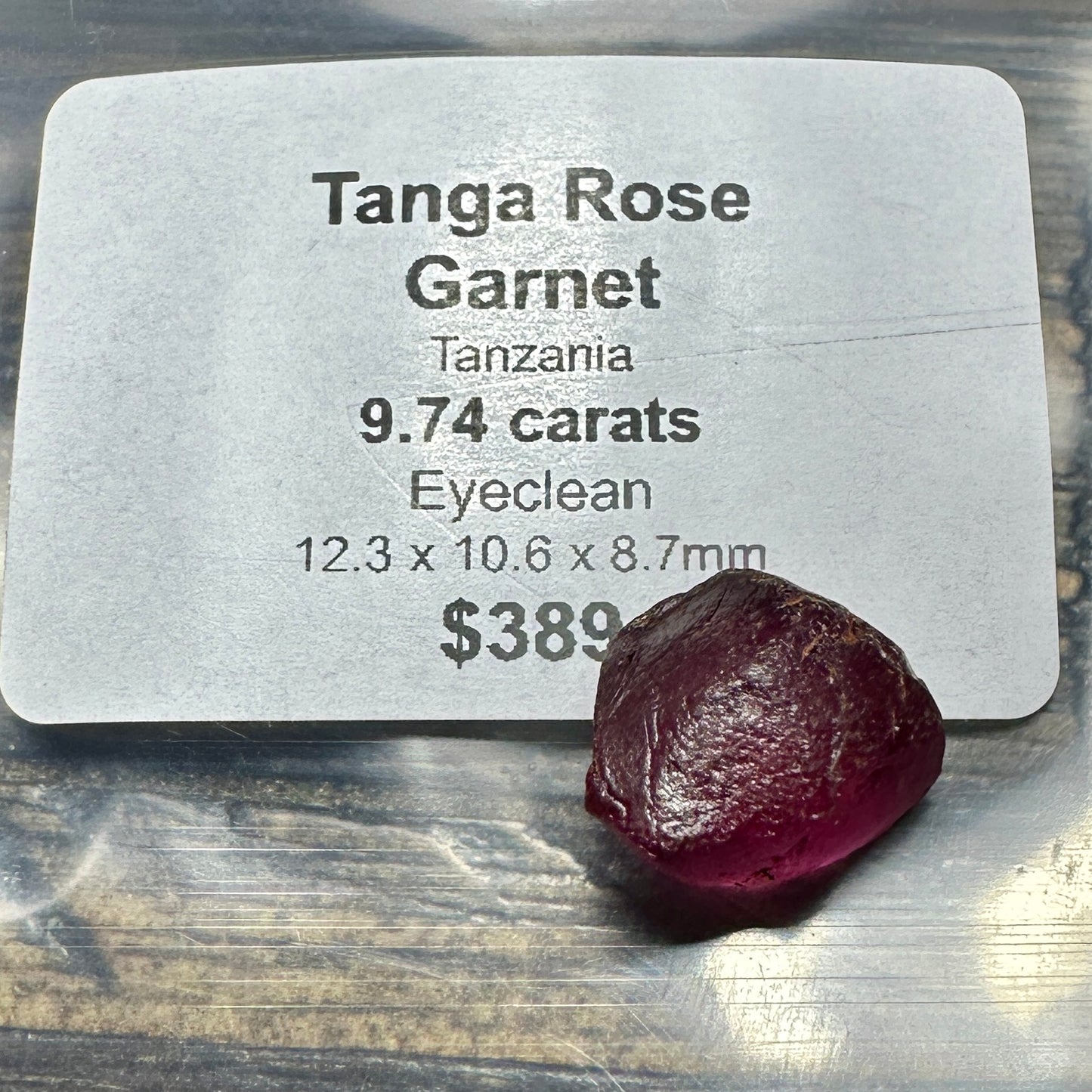 9.74ct TANGA ROSE GARNET Facet Rough