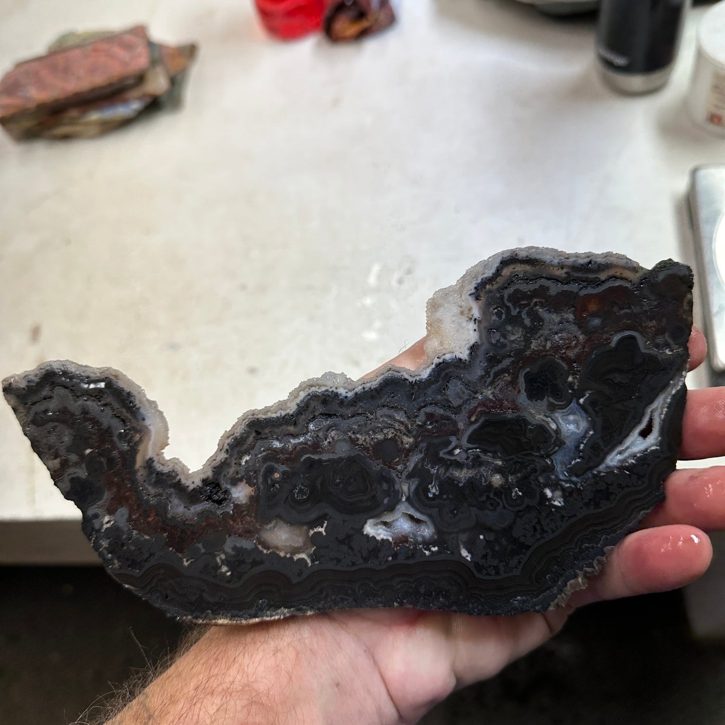 PSILOMELANE IN AGATE Slab - 251 grams