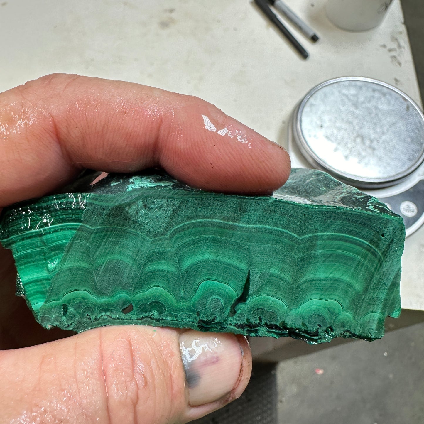 MALACHITE Faced Rough - 1.49 Pounds