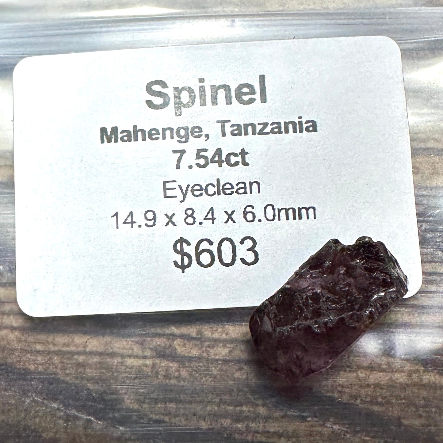 7.54ct LAVENDER SPINEL Facet Rough