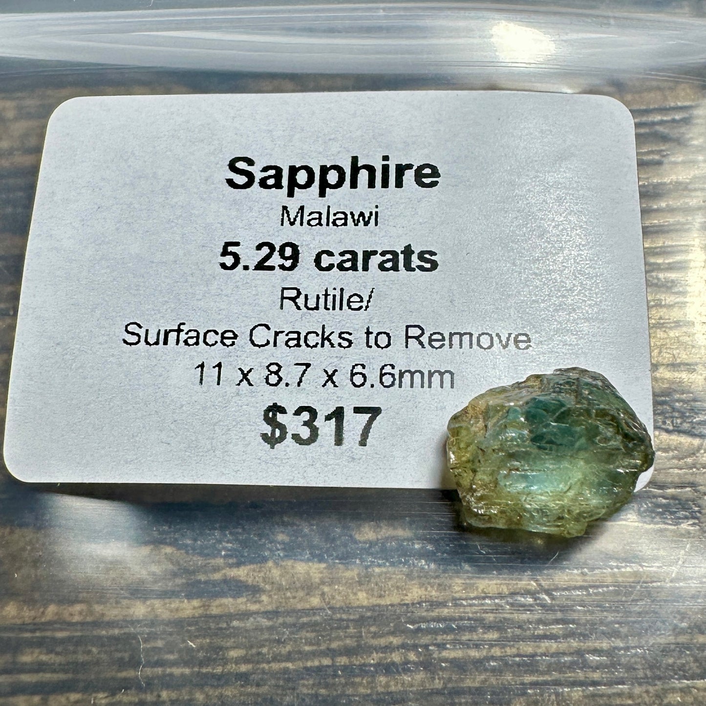 5.29ct MALAWI SAPPHIRE Facet Rough