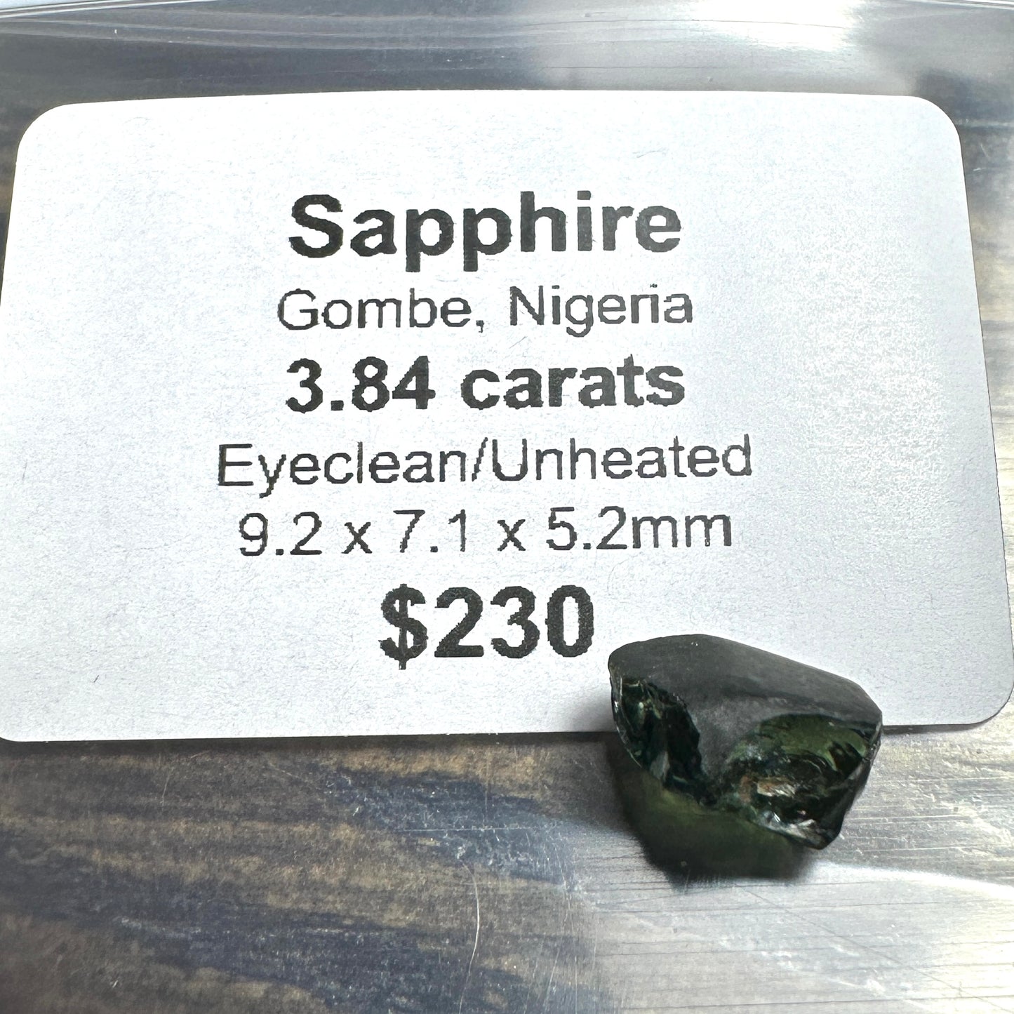 3.84ct GOMBE SAPPHIRE Facet Rough