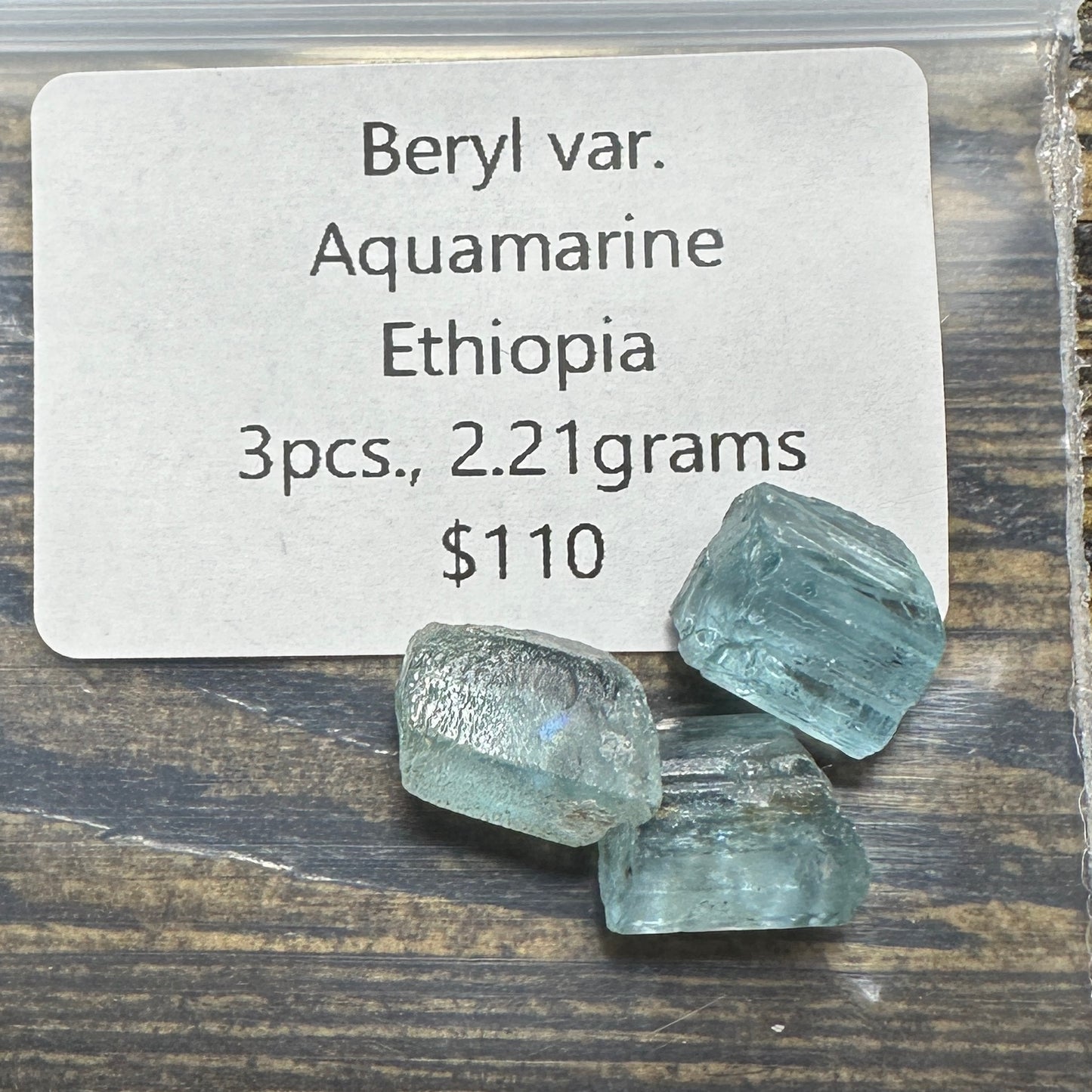 AQUAMARINE 3pcs., 2.21g Facet Rough Parcel