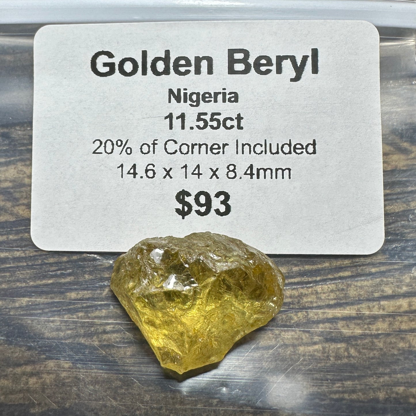 11.55ct GOLDEN BERYL Facet Rough