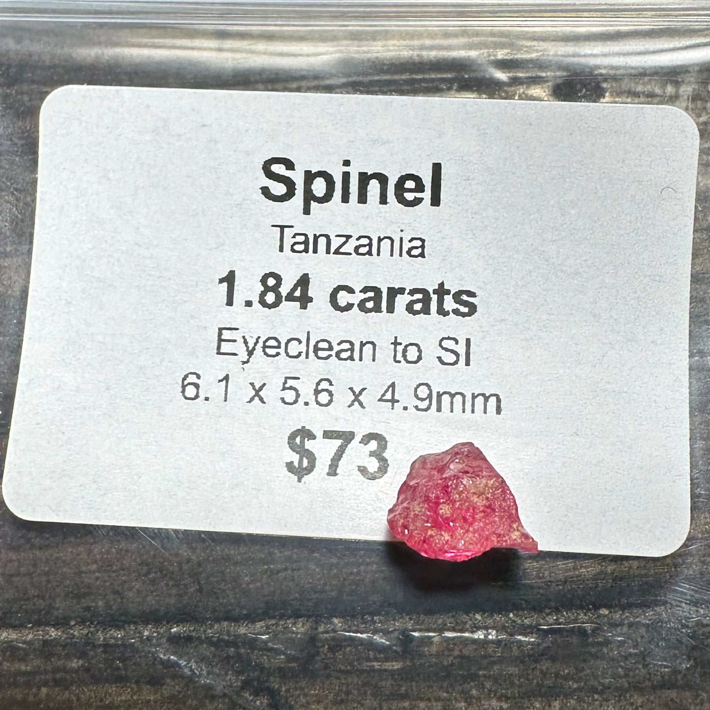 1.84ct Mahenge PINK SPINEL Facet Rough
