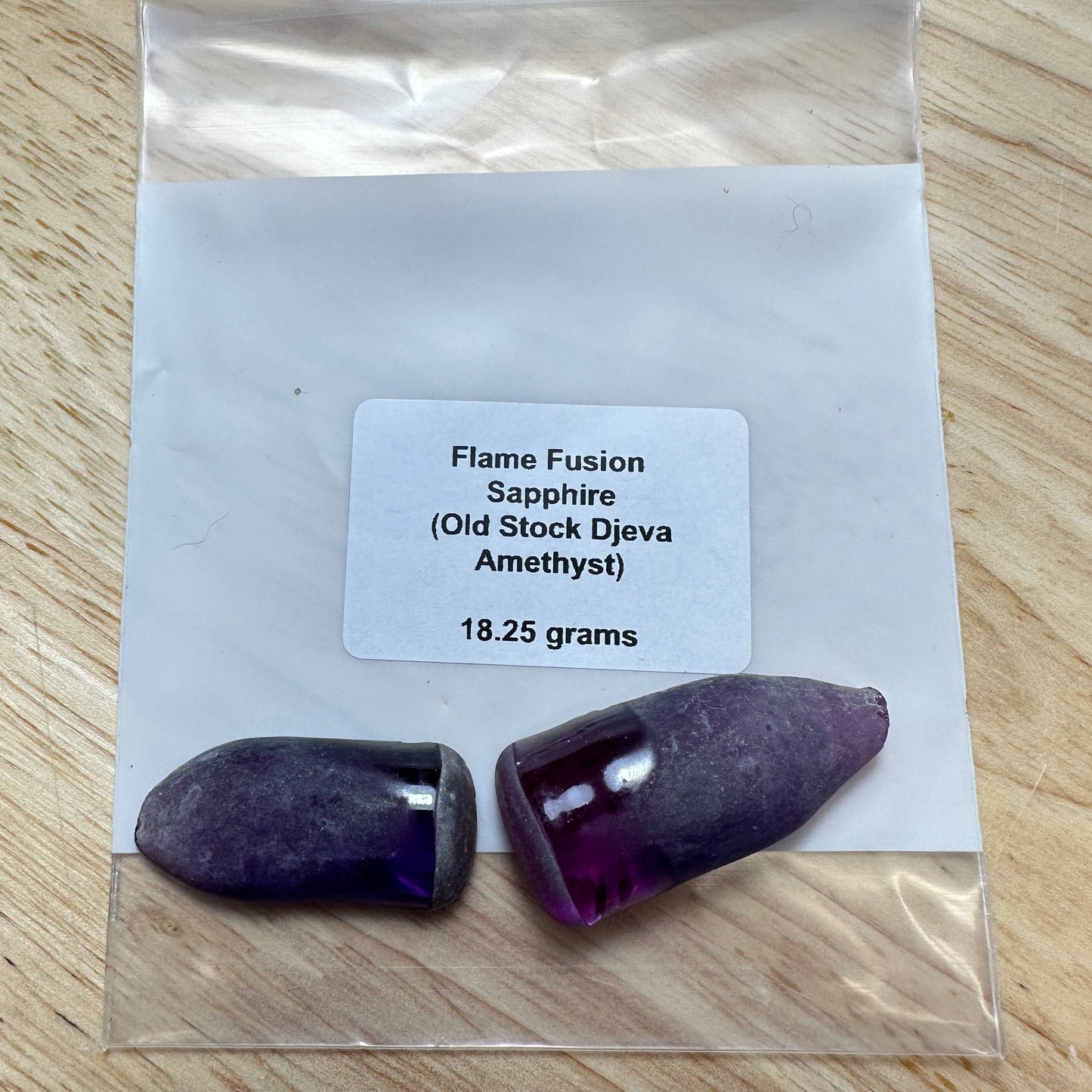 Djeva Amethyst FLAME FUSION LAB SAPPHIRE Facet Rough 18.25g