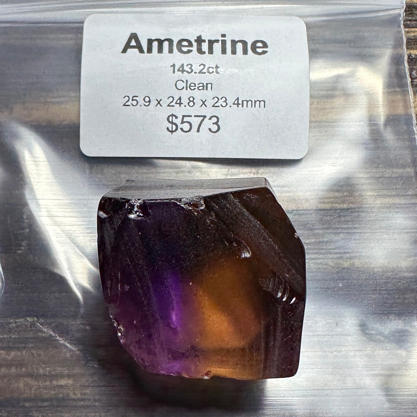 143.2ct AMETRINE QUARTZ Facet Rough