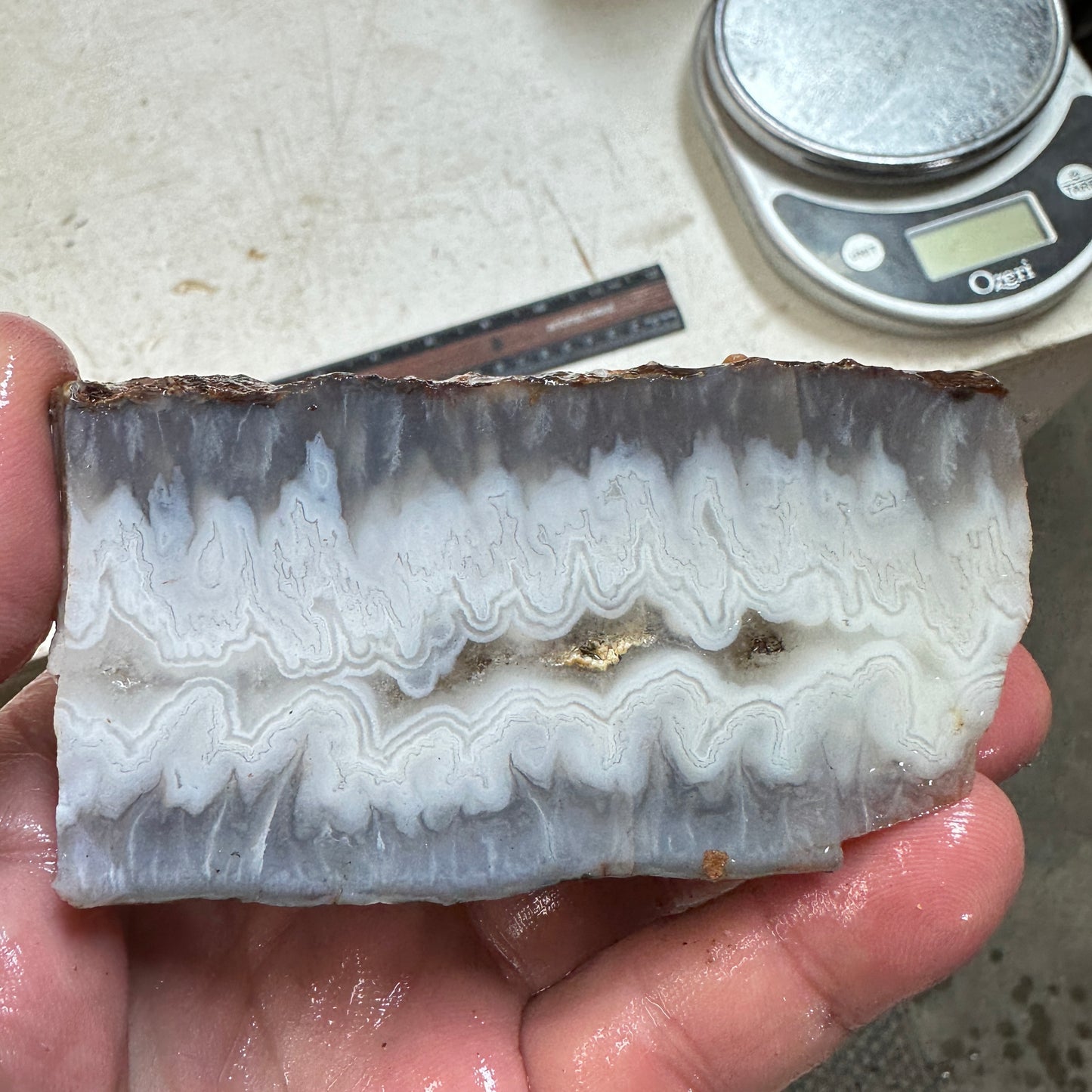 MOROCCAN GHOST SEAM AGATE Faced Rough - 0.78 Pounds