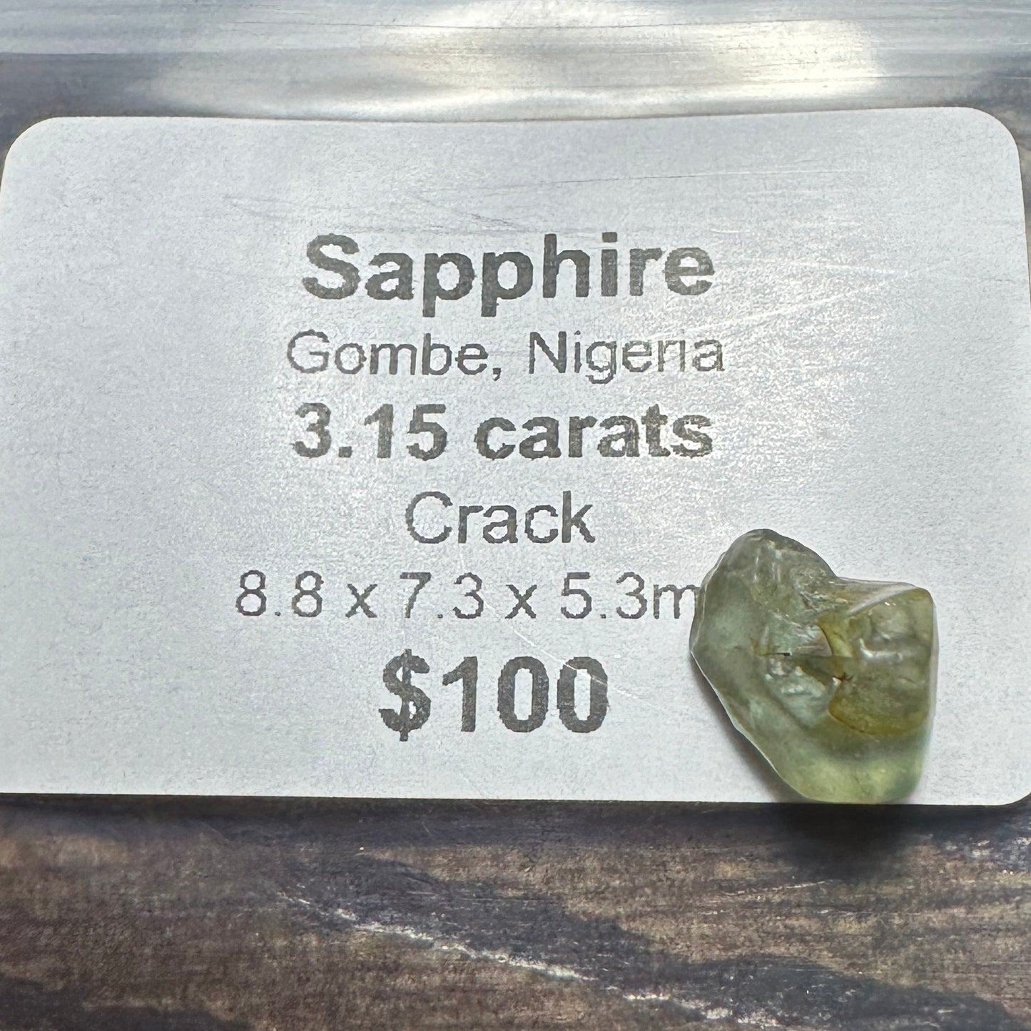 3.15ct GOMBE SAPPHIRE Facet Rough