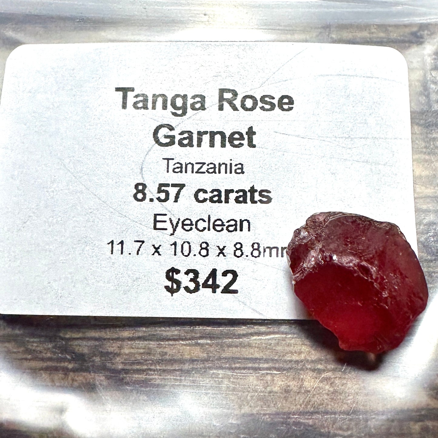 8.57ct TANGA ROSE GARNET Facet Rough