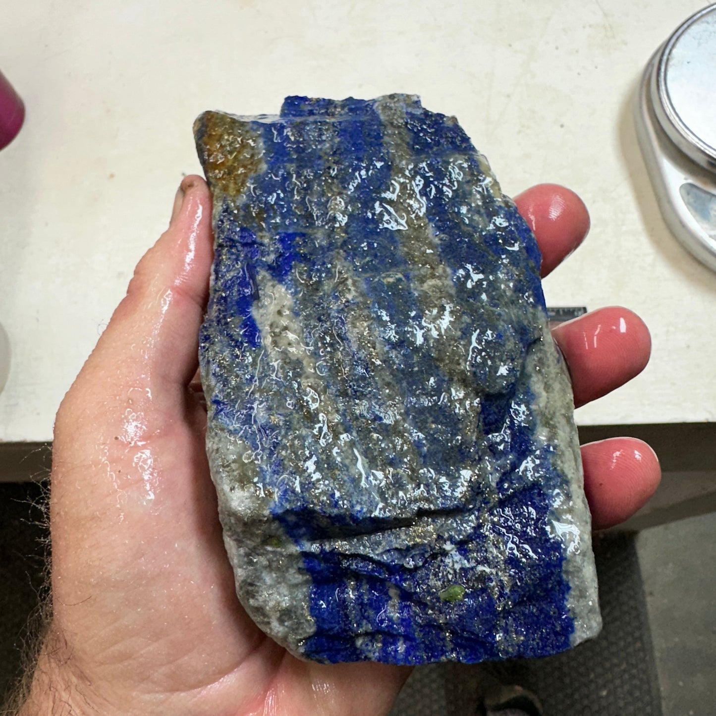 LAPIS LAZULI Faced End Cut Rough - 1.95 Pounds