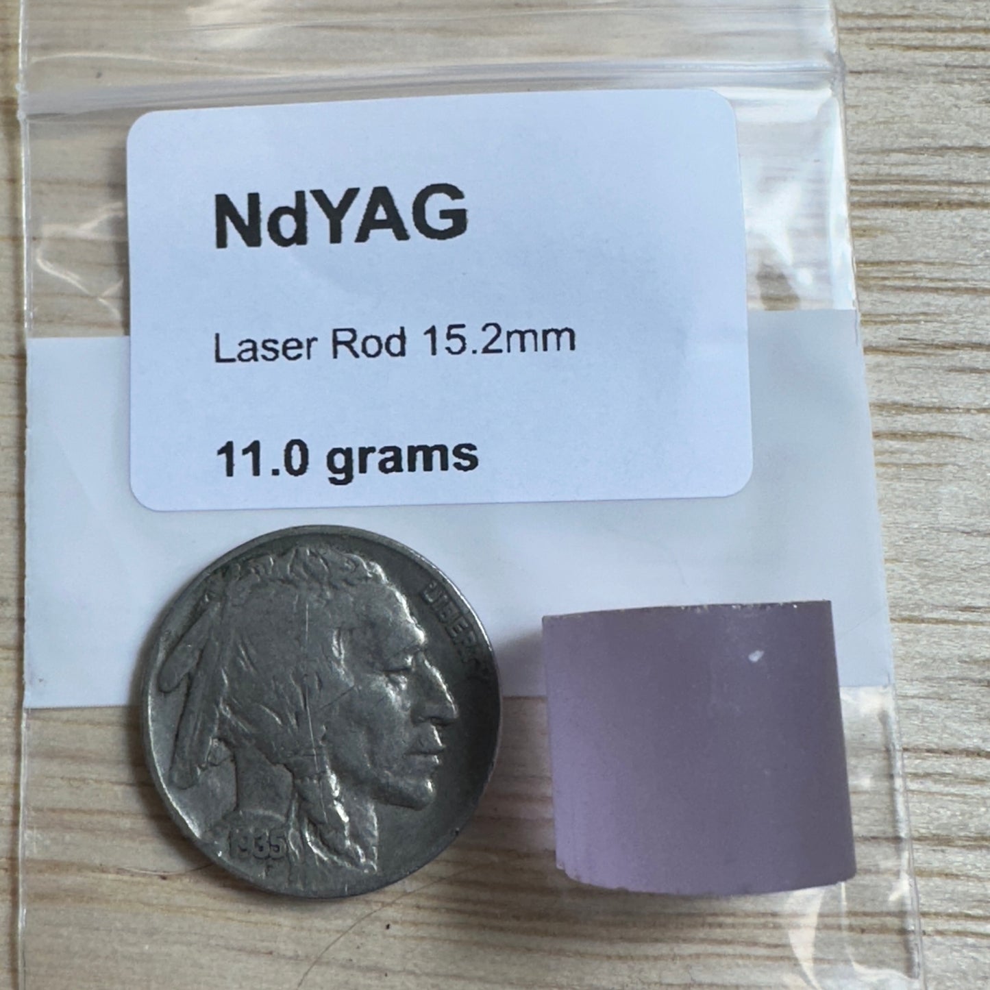 11.0 gram NdYAG 15.2mm Laser Rod Facet Rough