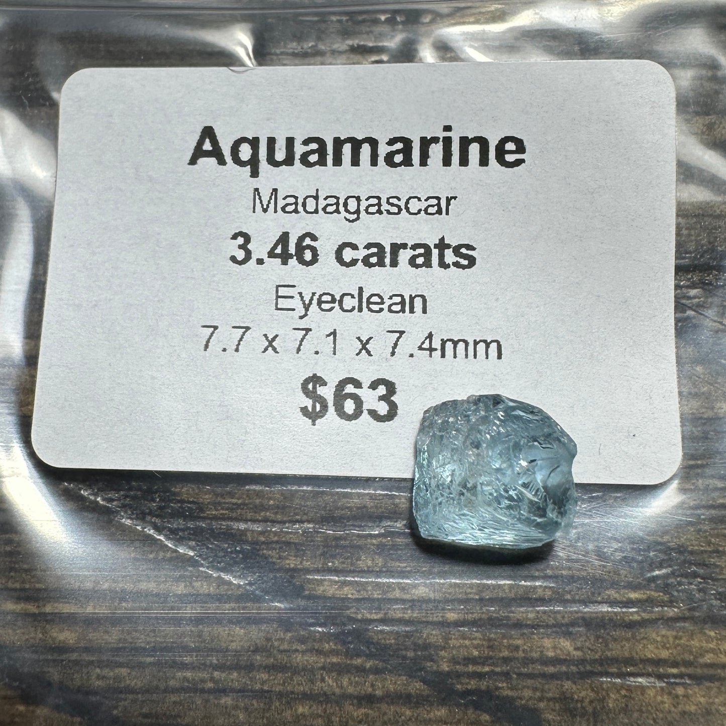 3.46ct AQUAMARINE BERYL Facet Rough