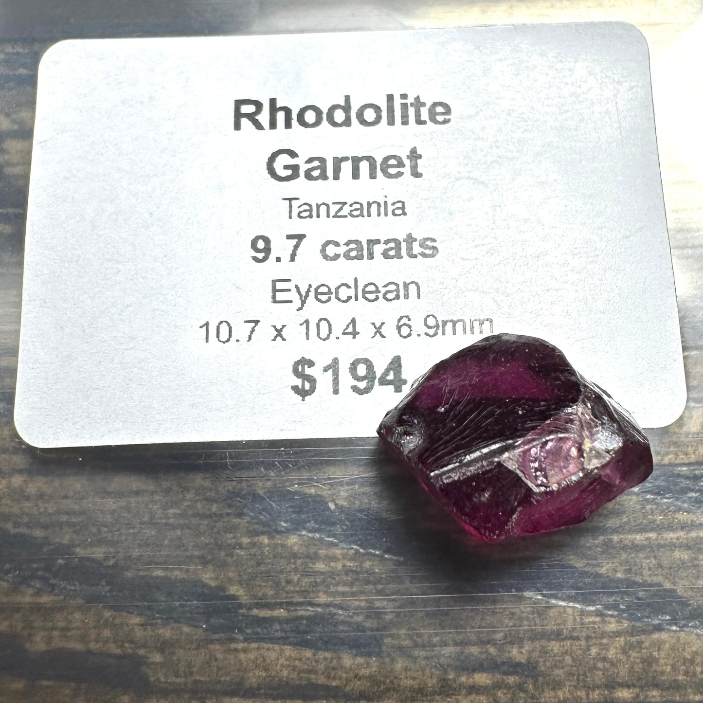 9.7ct RHODOLITE GARNET Facet Rough