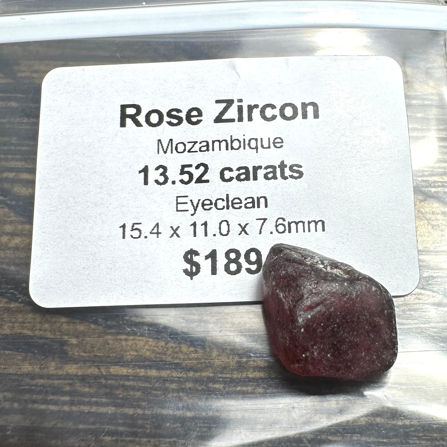 13.52ct ROSE ZIRCON Facet Rough