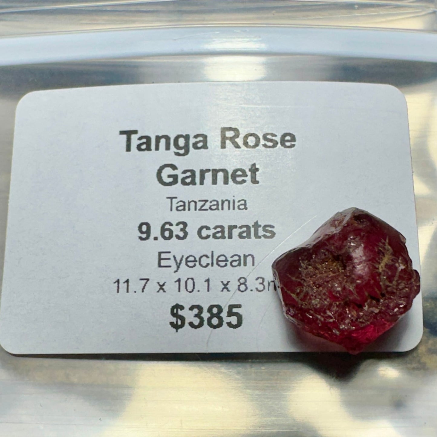 9.63ct TANGA ROSE GARNET Facet Rough