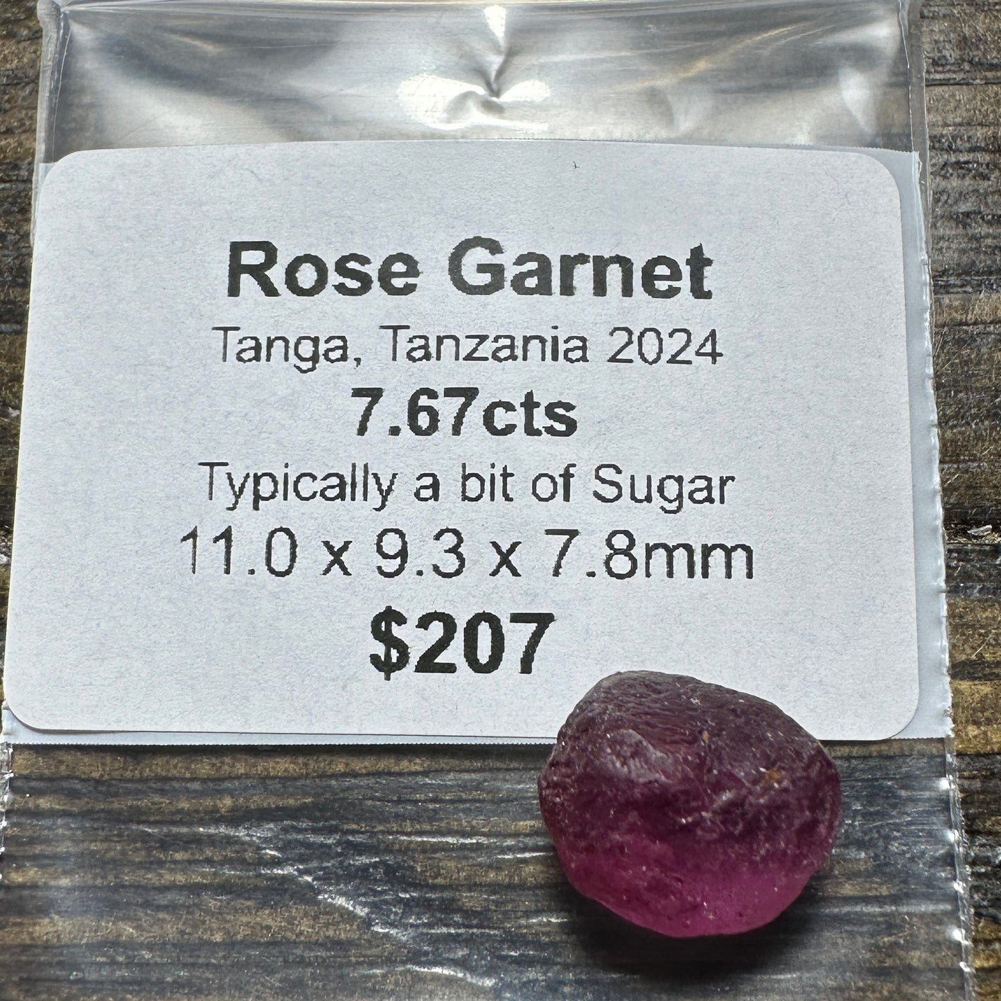 7.67ct Tanga ROSE GARNET Facet Rough