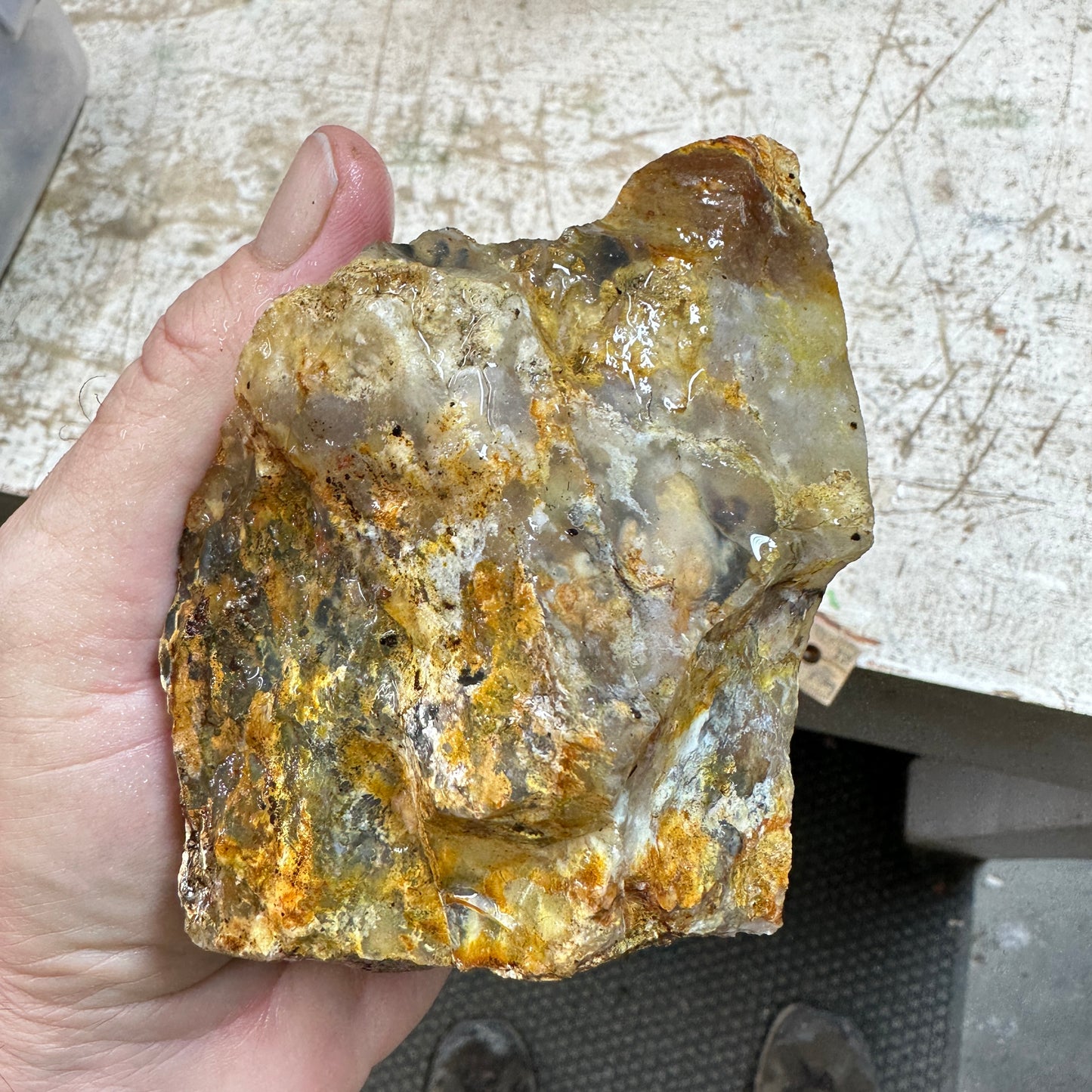 GRAVEYARD POINT PLUME AGATE Faced Rough - 1.78 Pounds