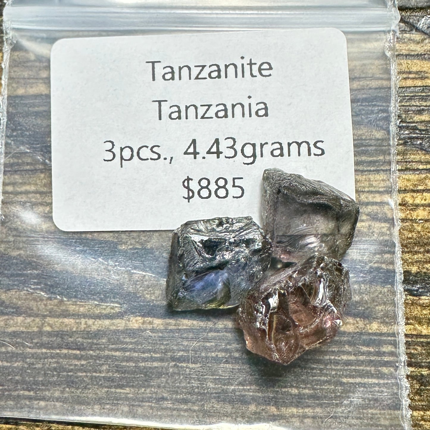 TANZANITE 3pcs., 4.43g Facet Rough Parcel