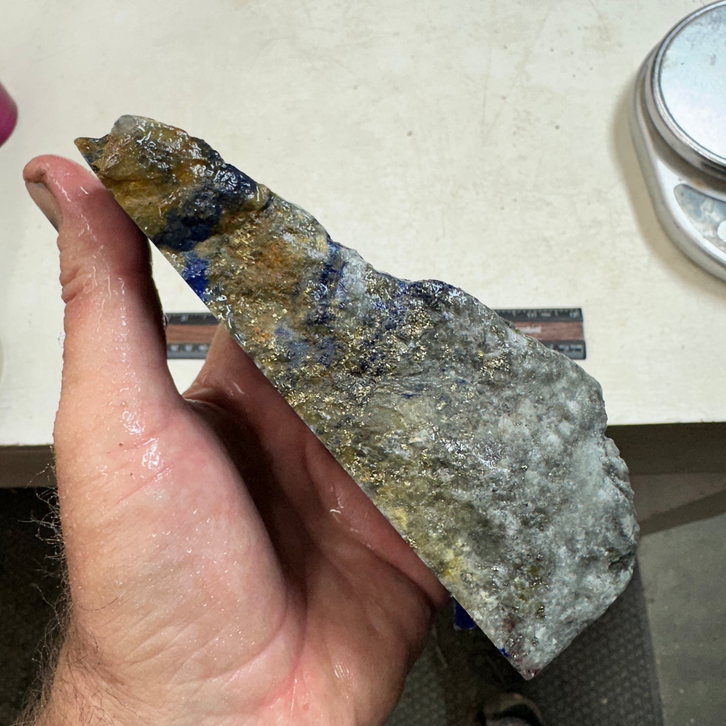 LAPIS LAZULI Faced End Cut Rough - 1.95 Pounds