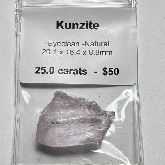 25.0ct KUNZITE Facet Rough