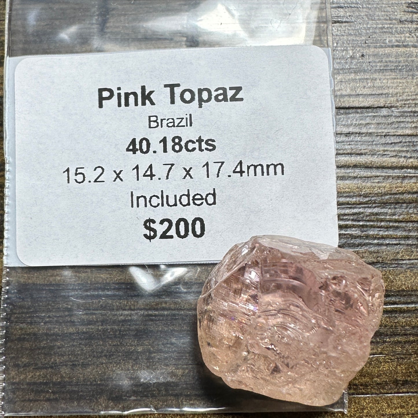 40.18ct PINK TOPAZ Facet Rough