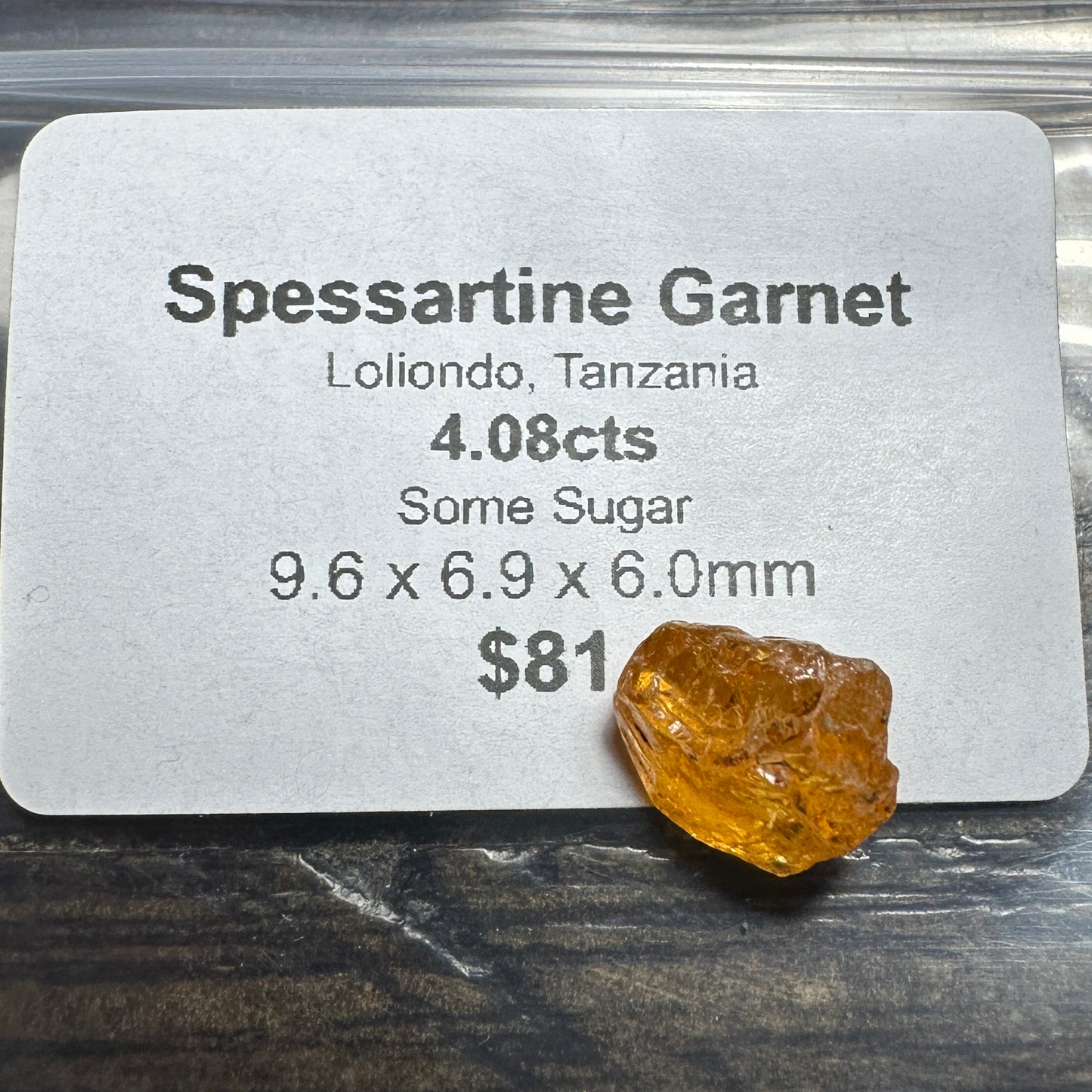 4.08ct Loliondo SPESSARTINE GARNET Facet Rough