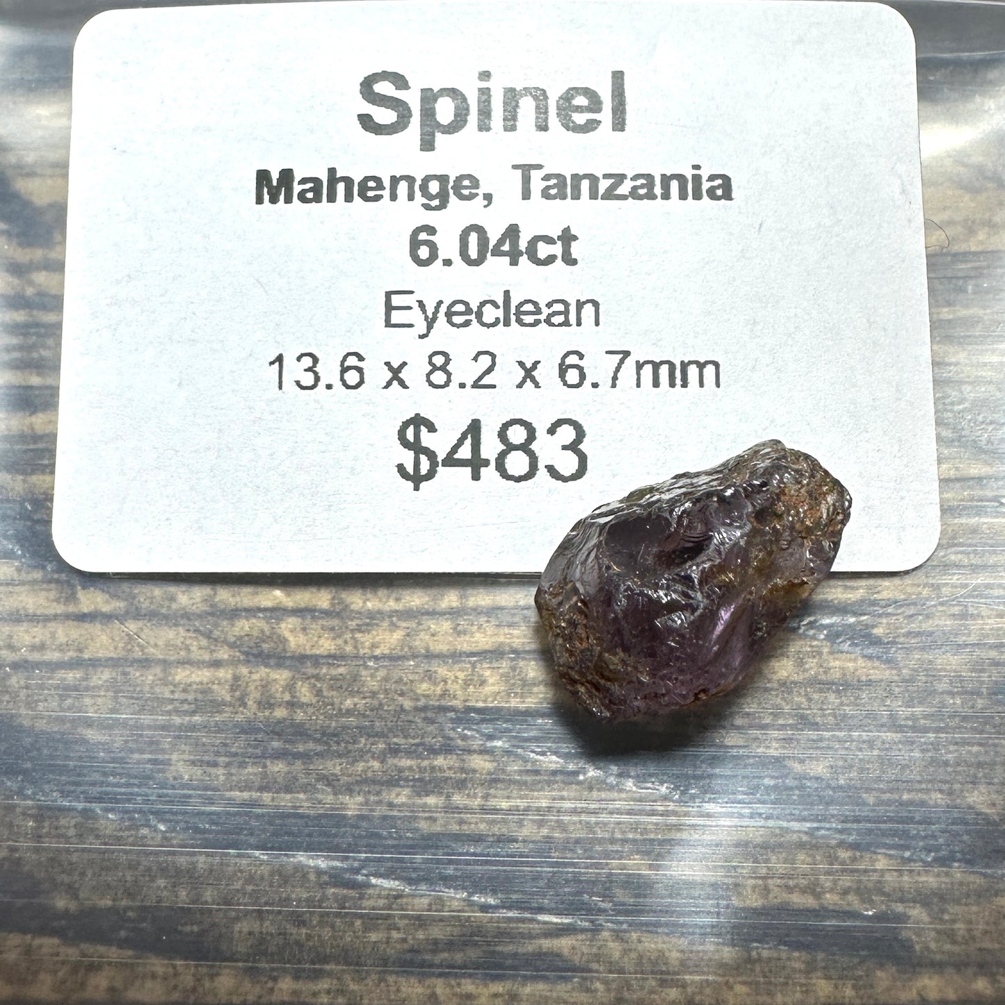 6.04ct LAVENDER SPINEL Facet Rough