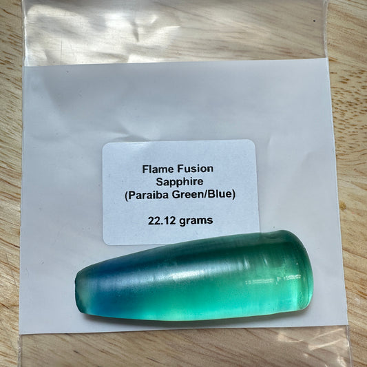 Paraiba Green/Blue FLAME FUSION LAB SAPPHIRE Facet Rough 22.12g