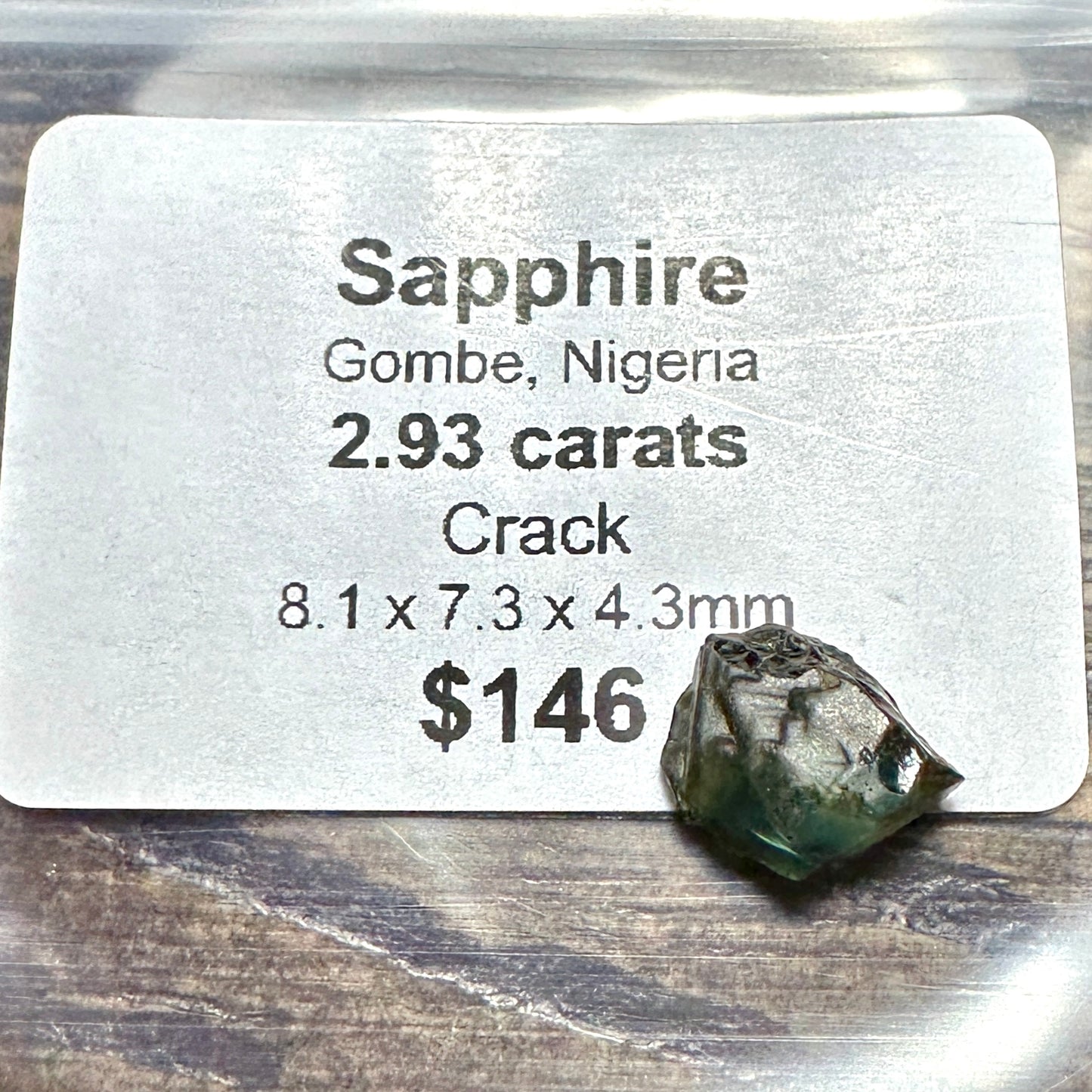 2.93ct GOMBE SAPPHIRE Facet Rough