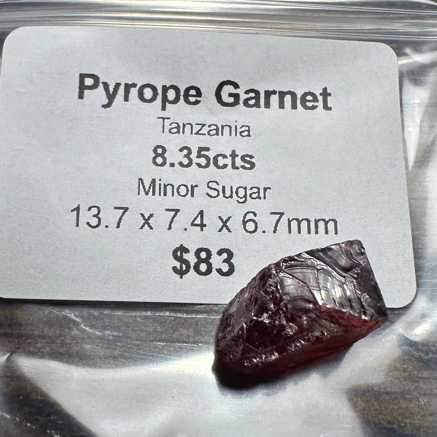 8.35ct PYROPE GARNET Facet Rough
