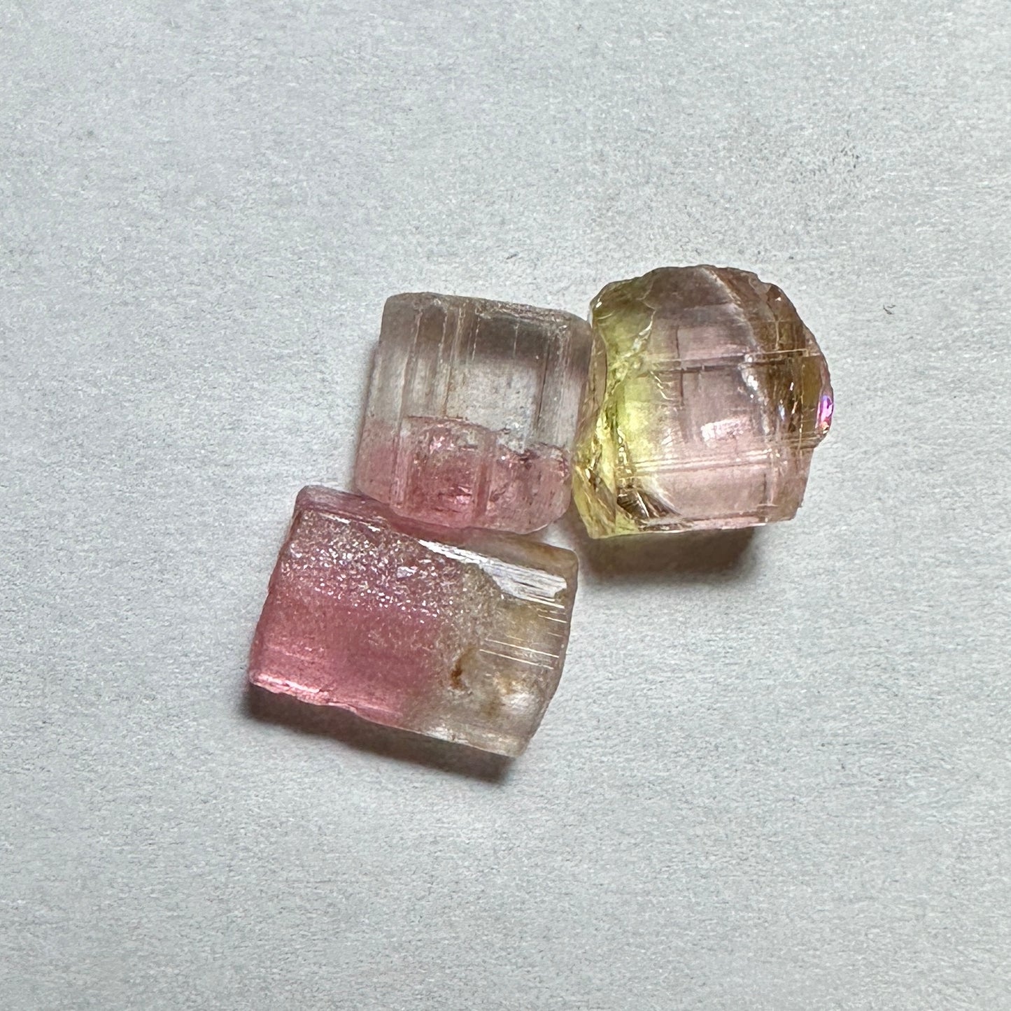 3pcs., 8.95ct TW of BiColor TOURMALINE Facet Rough