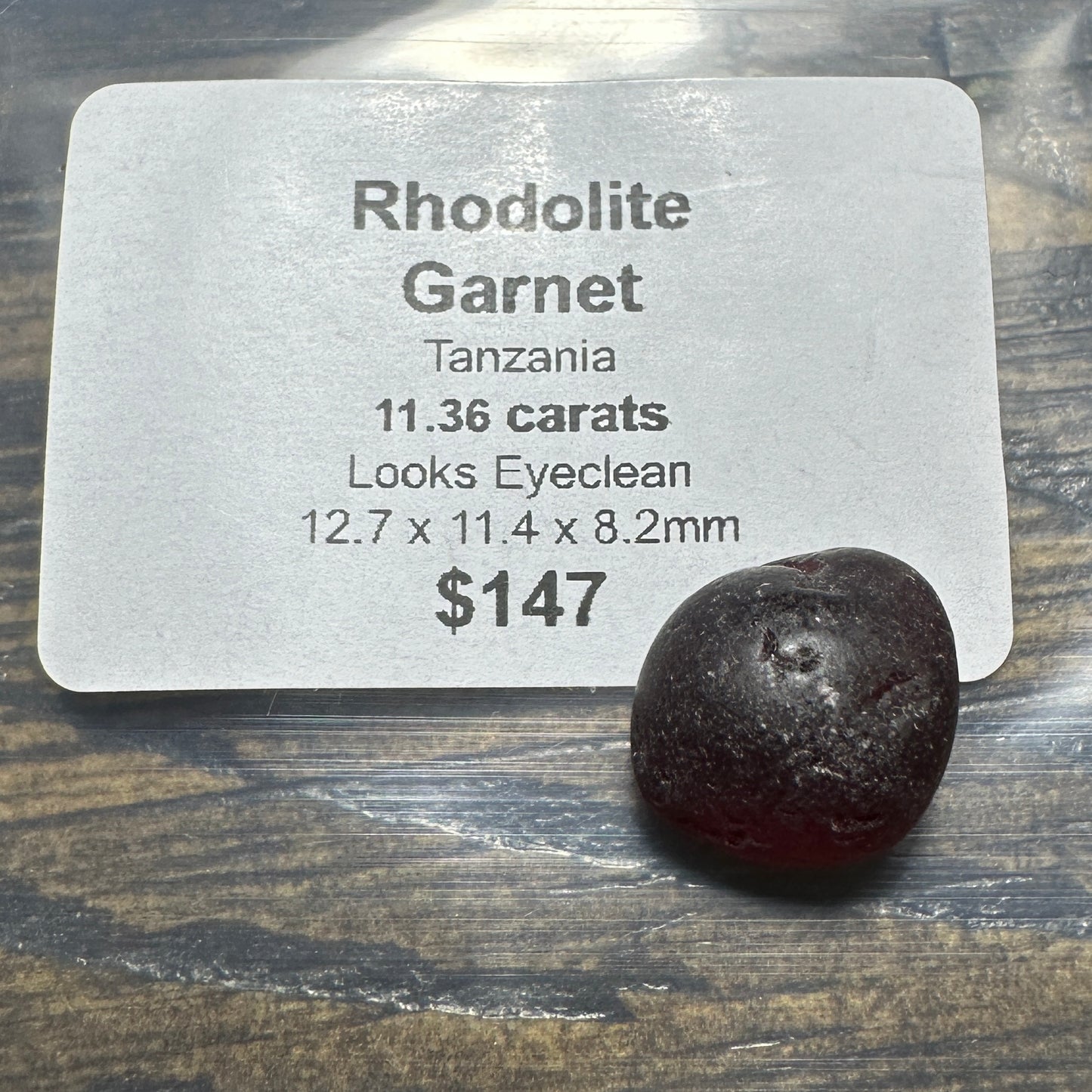 11.36ct RHODOLITE GARNET Facet Rough