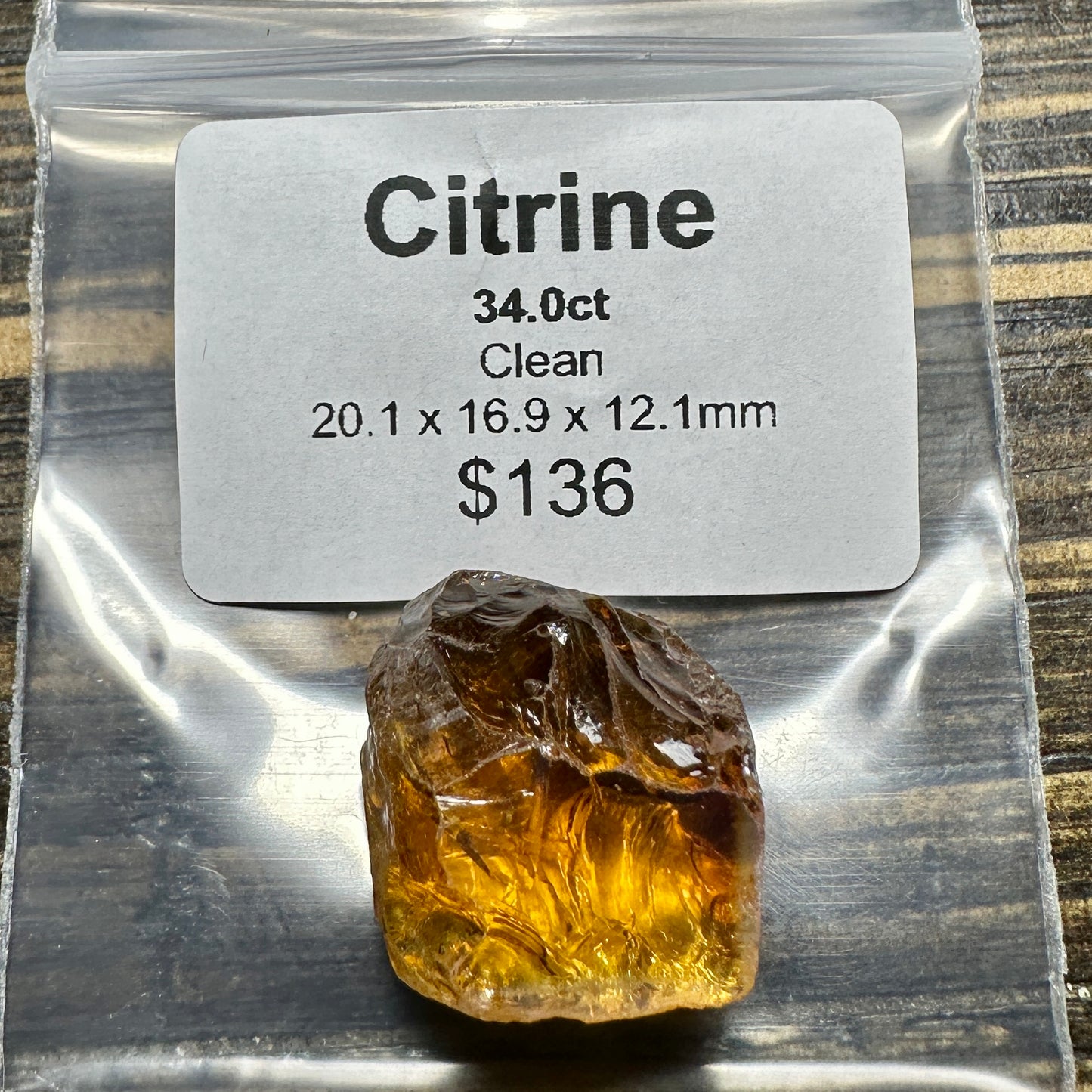 34.0ct CITRINE QUARTZ Facet Rough
