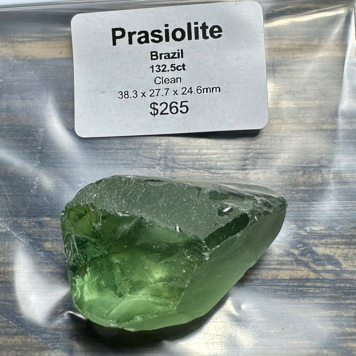 132.5ct PRASIOLITE QUARTZ Facet Rough