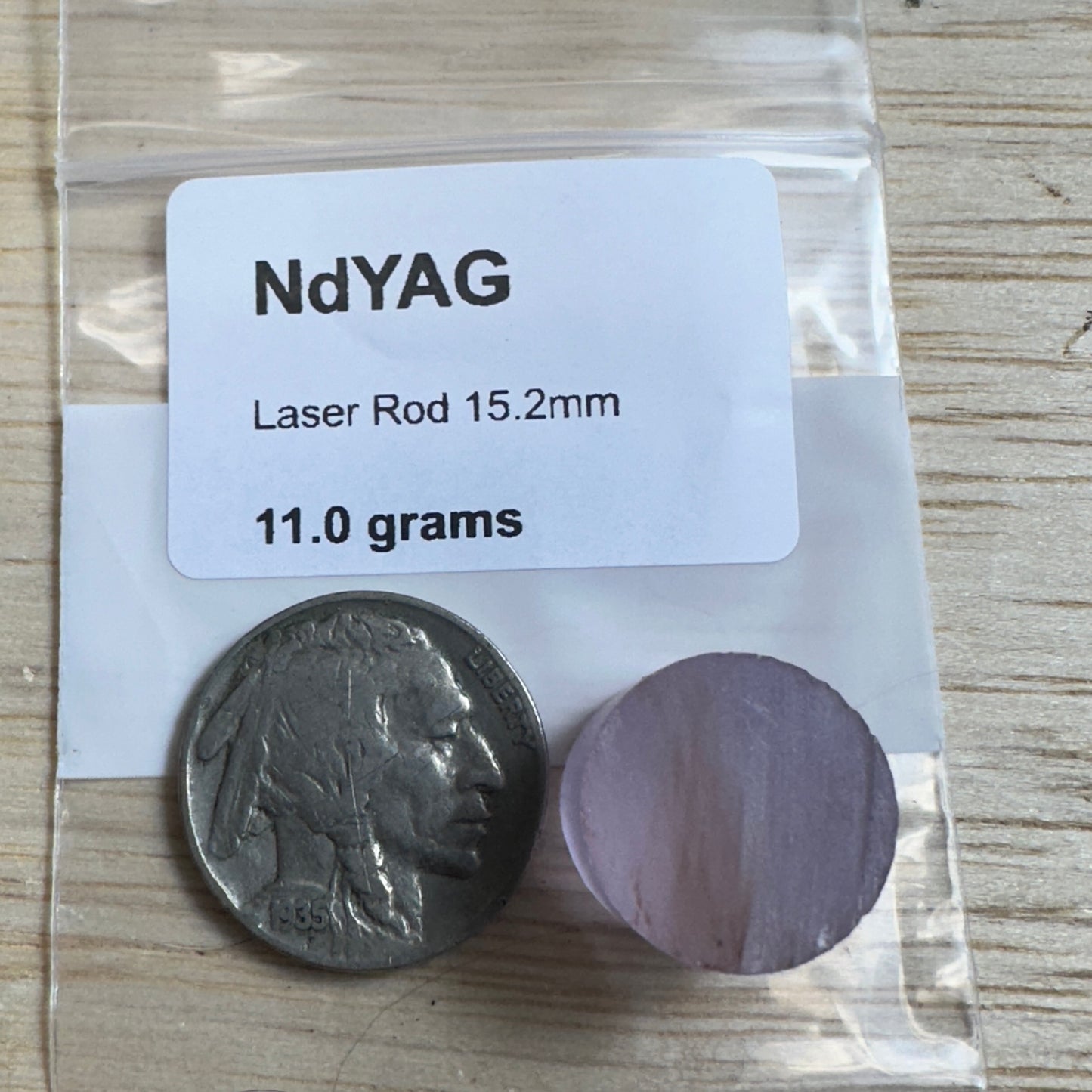 11.0 gram NdYAG 15.2mm Laser Rod Facet Rough