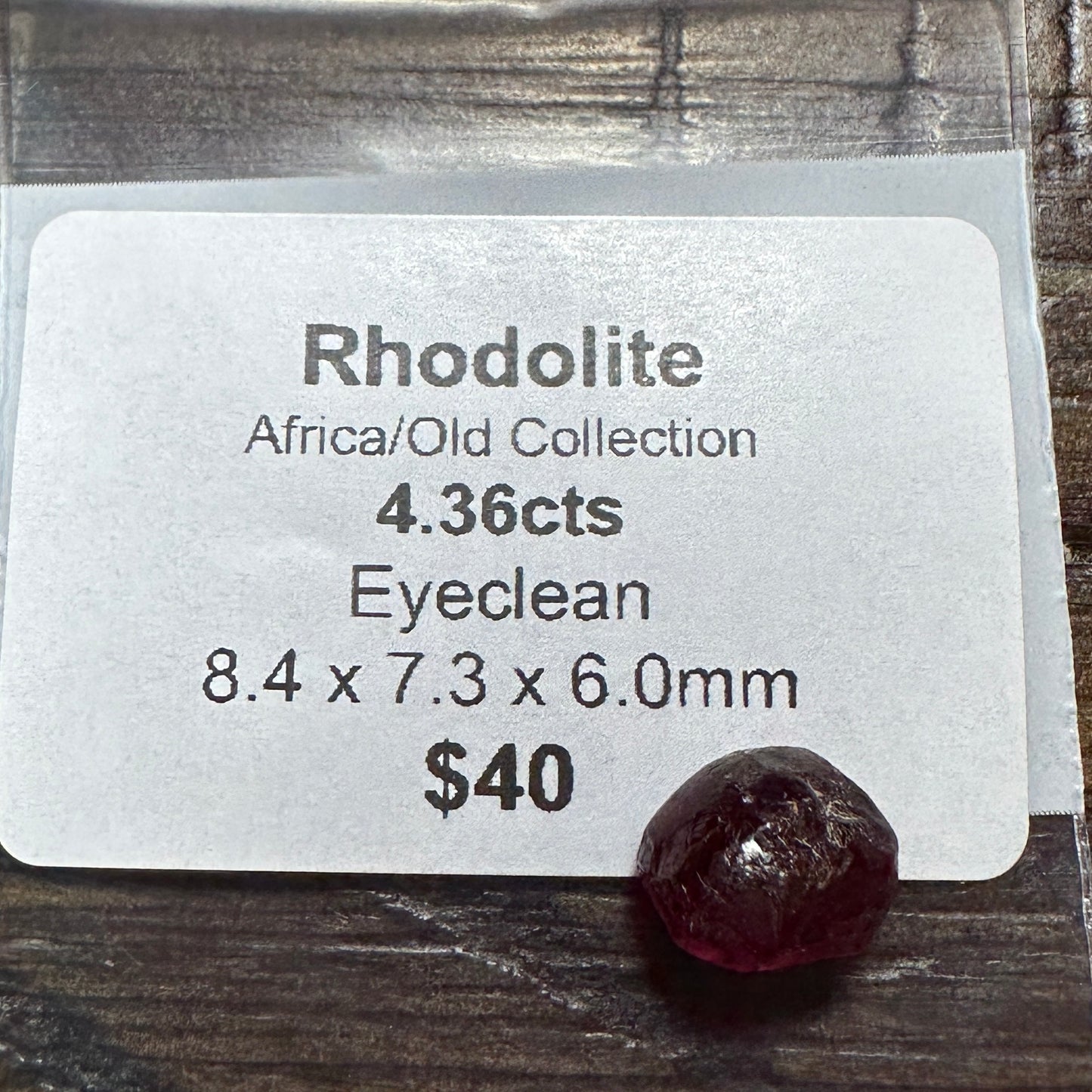 4.36ct RHODOLITE GARNET Facet Rough