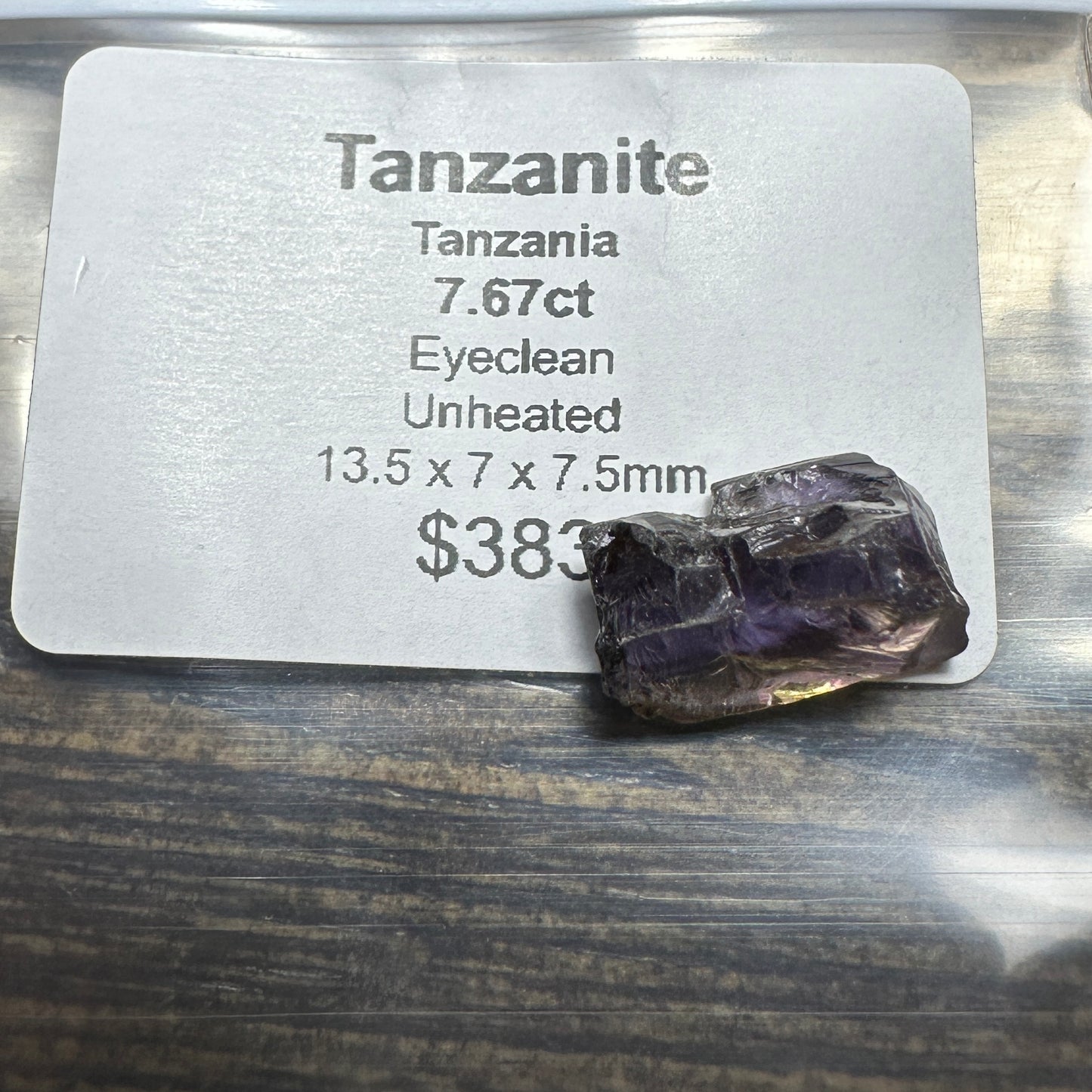 7.67ct unheated TANZANITE Facet Rough